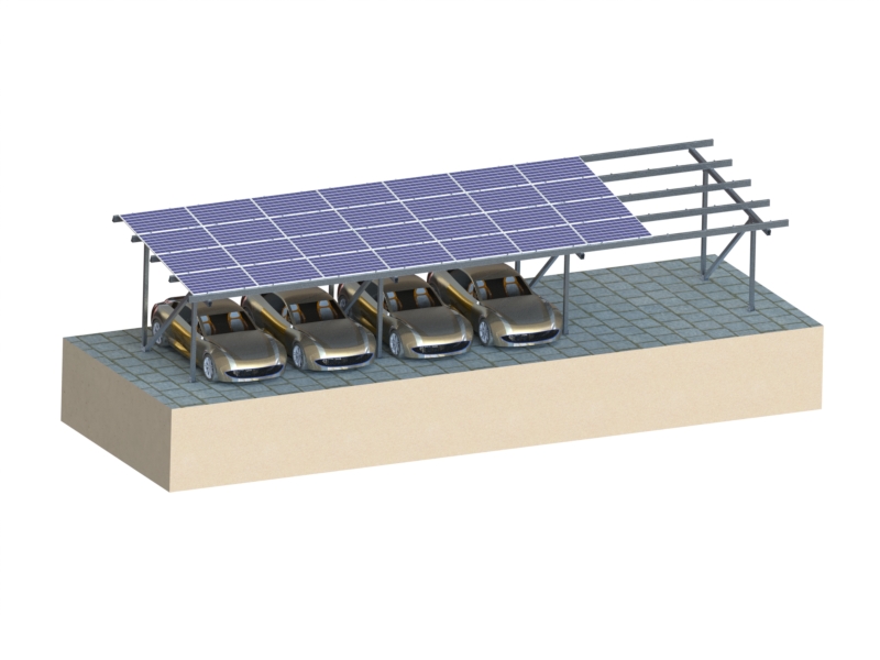 Montage d'un abri de voiture solaire